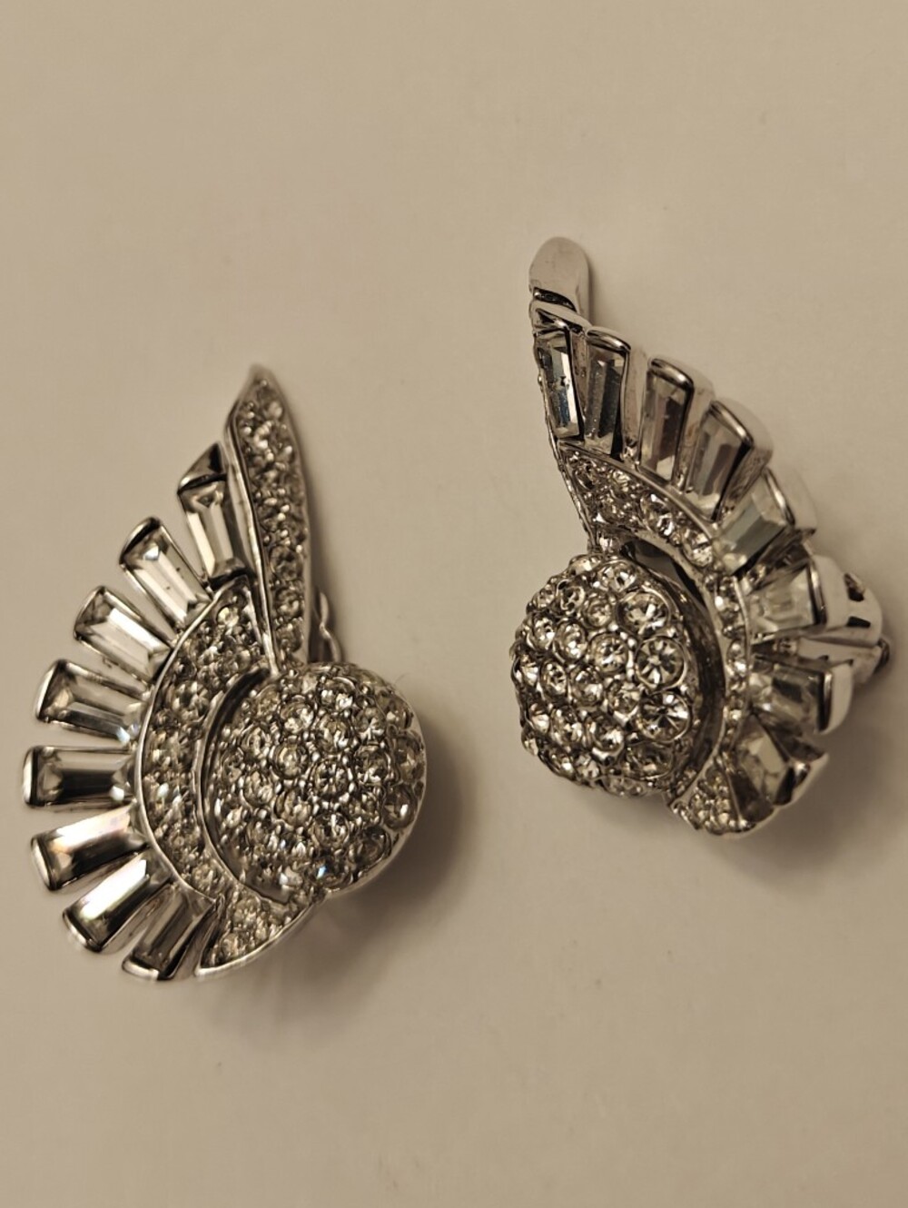 Vintage Nina Ricci Paris Earrings Angel Wings Sparkly Crystals